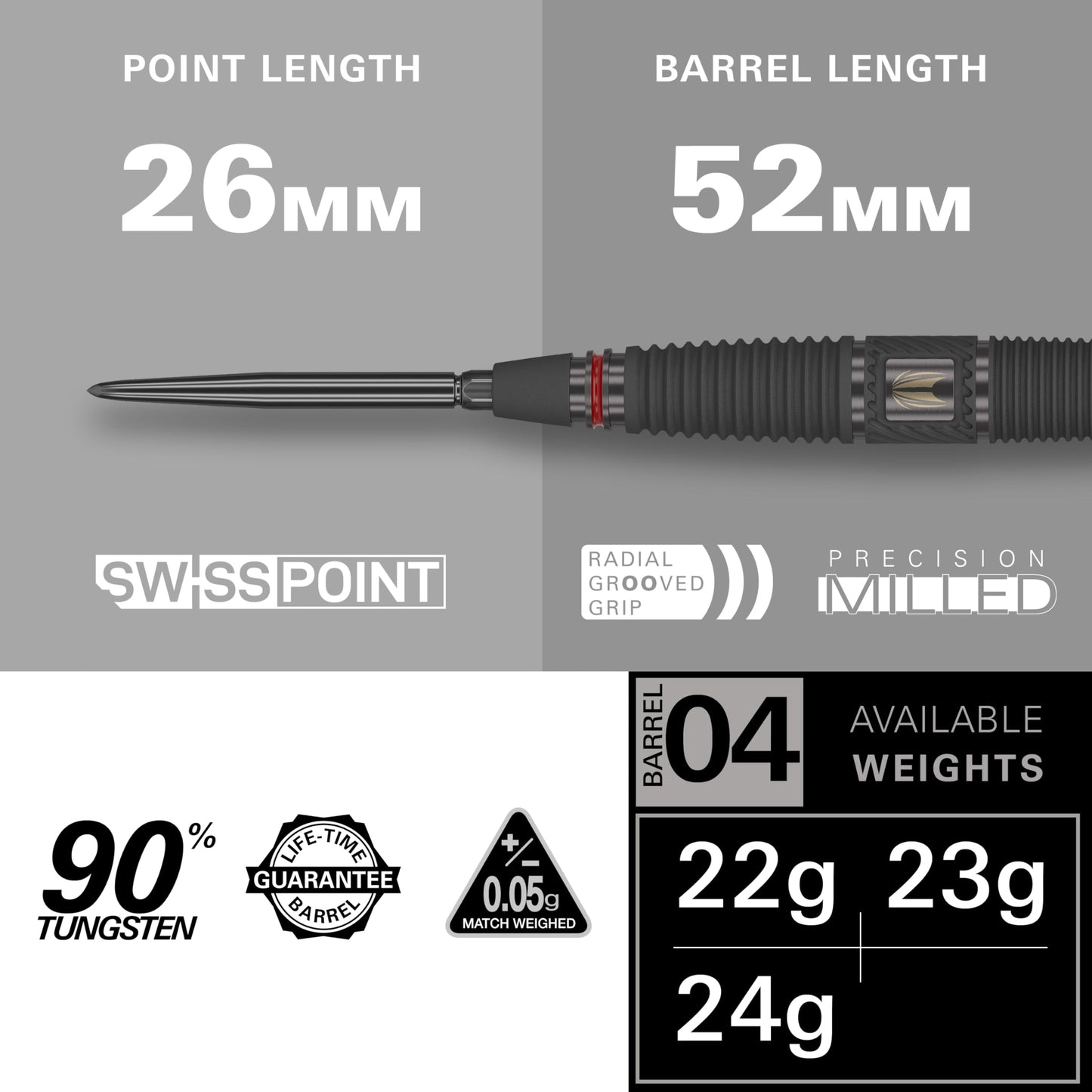 TARGET Darts Scope Steel Tip Swiss Point Darts, 90% Tungsten Dart Set | Steel Tip Dart, Red & Black Darts, Professional Dart Set with Swiss Points & Tool | Barrel 01/02/03/04 –21G/22G/23G/24G/25G