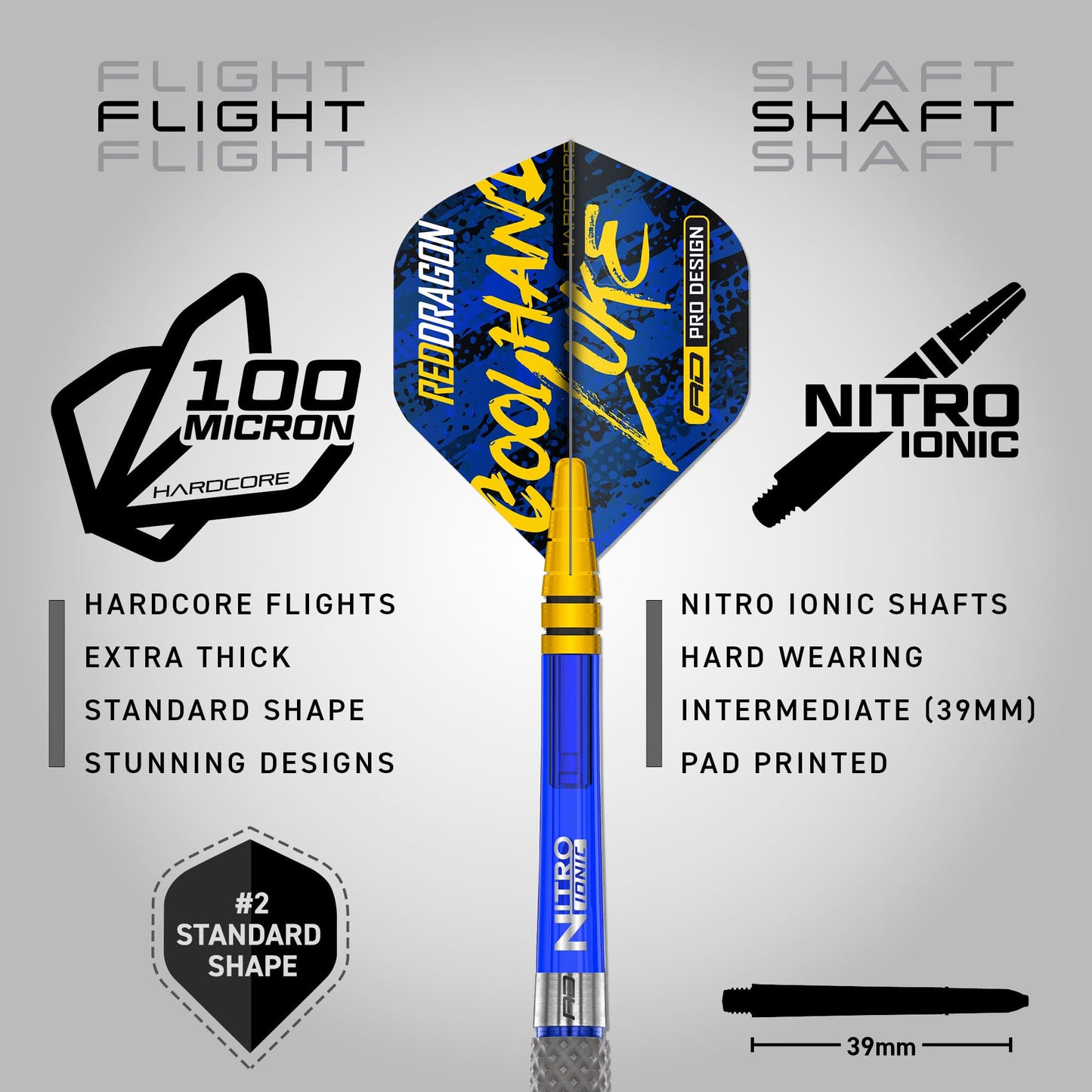 RED DRAGON Luke Humphries TX Series Premium Tungsten Darts Set with Flights and Stems