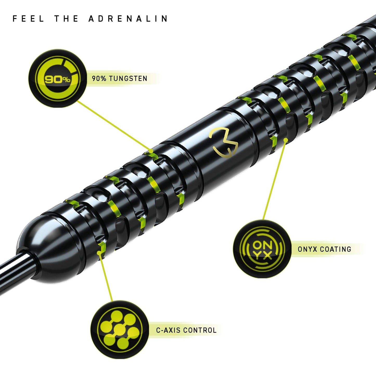 WINMAU Michael van Gerwen MvG Adrenalin Tungsten Steeltip Darts Set with Prism Flights and Vecta Shafts (Stems)