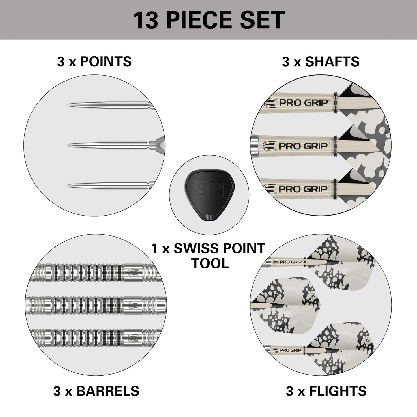 TARGET Darts EXO Edition 90% Tungsten Steel Tip Darts Set – Steel Point Dart Sets, Swiss Point Darts with Pro Grip Shafts and No.6 Flights, SP Tool Included | Professional Dart Sets