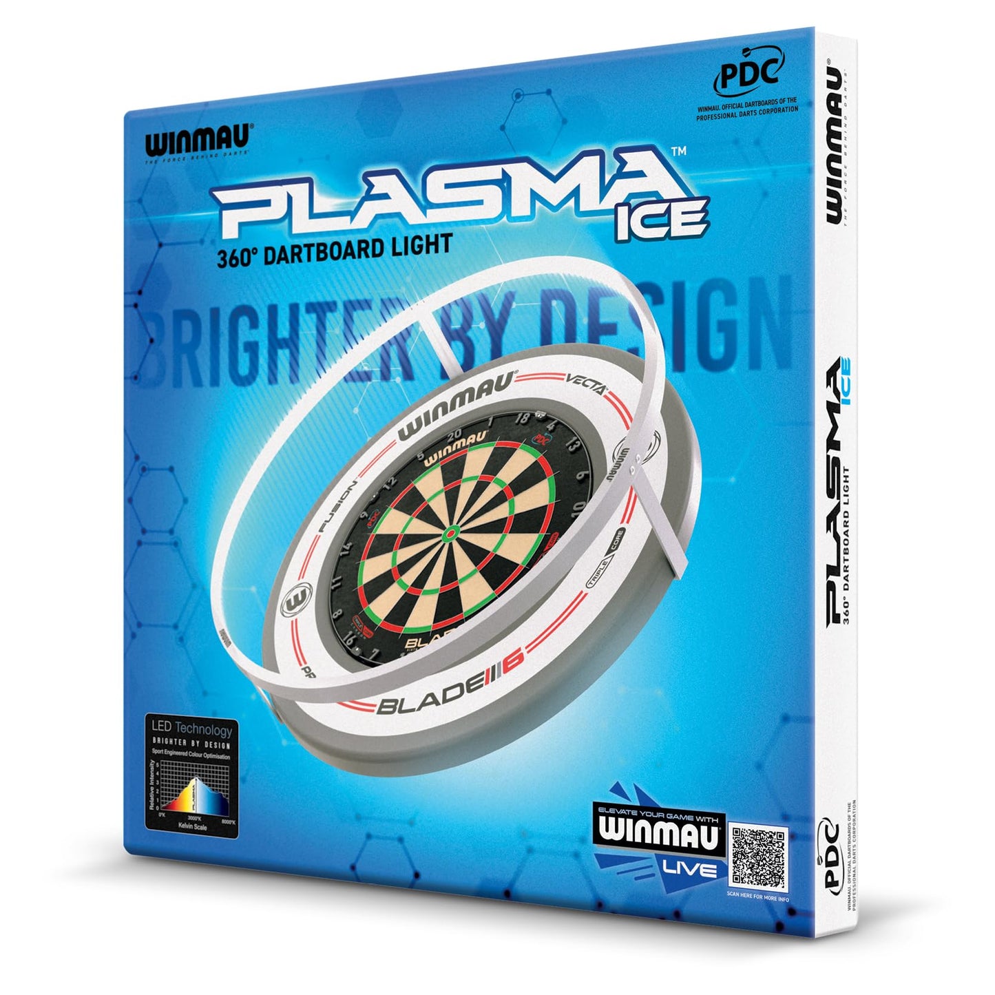 WINMAU Plasma Dartboard Light Range - Original Black Plasma Light | Plasma Ice White Light | Professional Darts Accessories | Available individually or as part of a bundle set