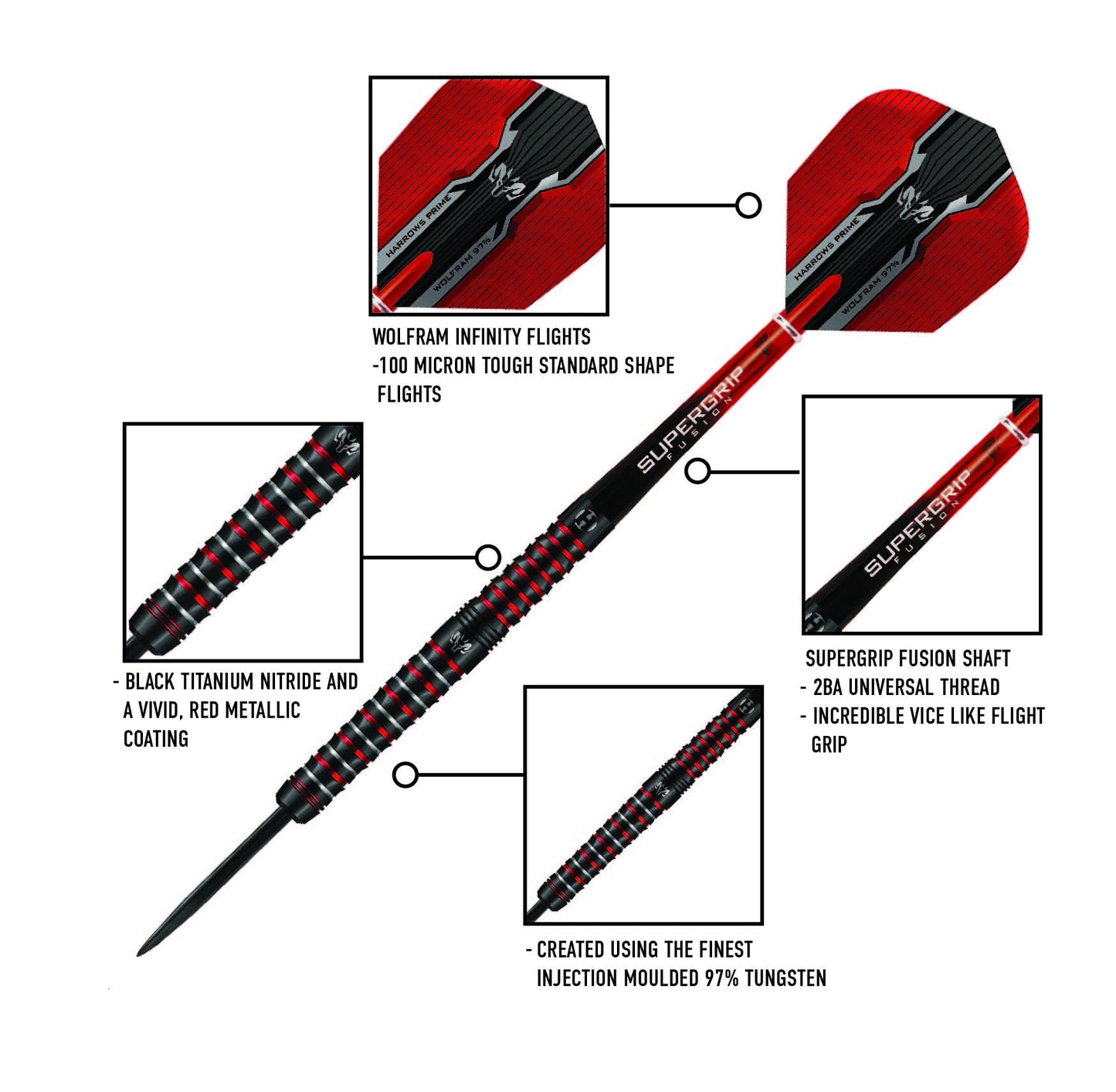 Harrows Wolfram Infinity 97% Tungsten Steel Tip Darts