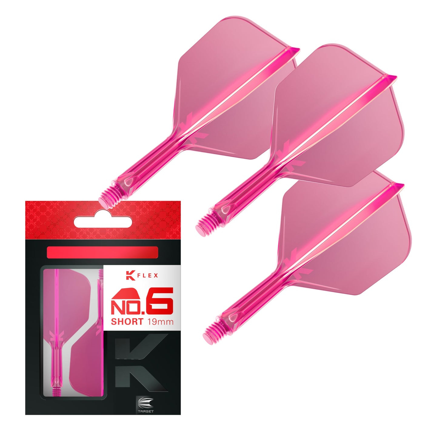 Target Darts K Flex Integrated Dart Flights And Shafts, No.6 | Pack Of 3 K-Flex - No6, Kflex All In One Moulded Dart Flight & Stem Lengths: Short, Intermediate & Medium | Professional Dart Accessories