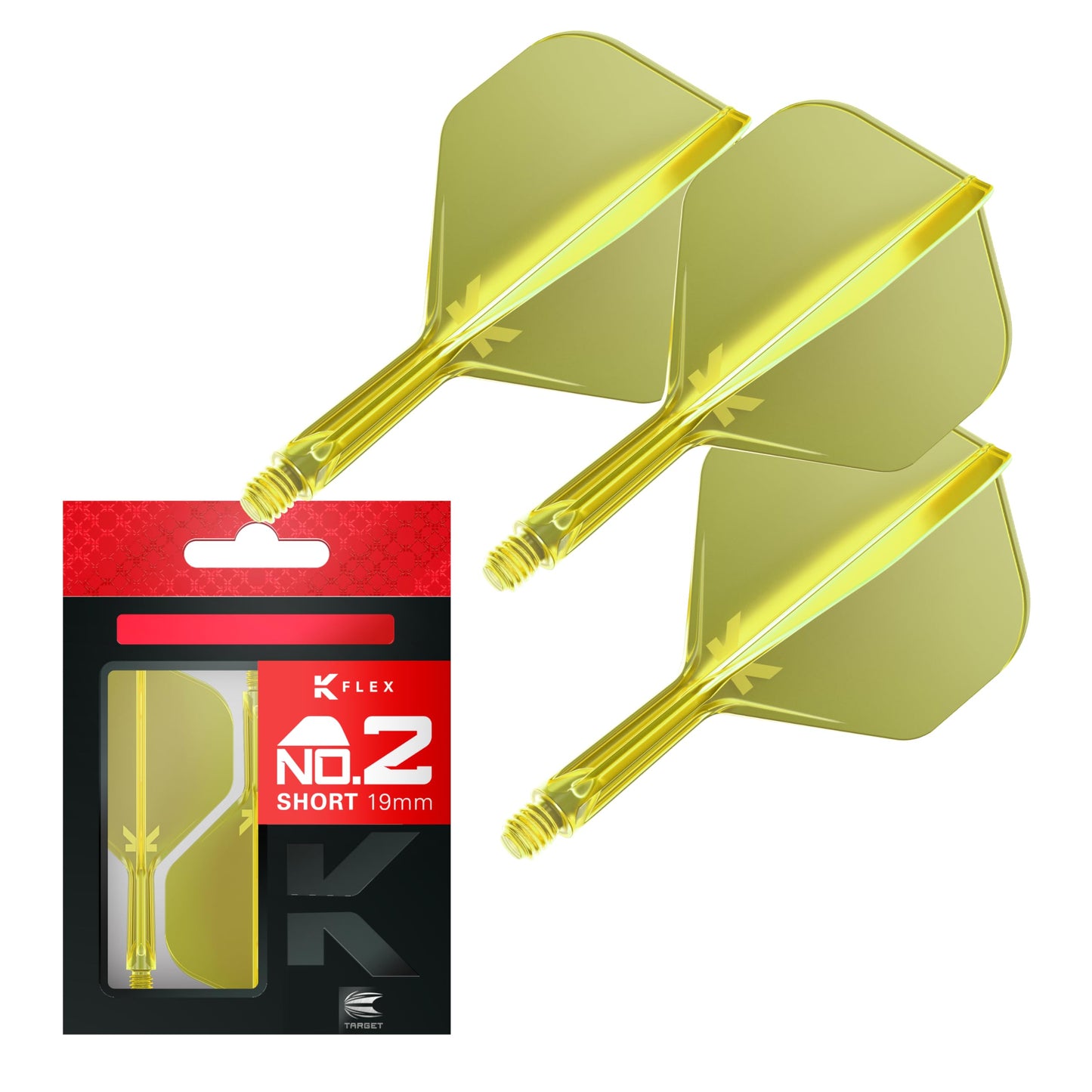 Target Darts K Flex Integrated Dart Flights And Shafts, No.2 | Pack Of 3 K-Flex - No2, Kflex All In One Moulded Dart Flight & Stem Lengths: Short, Intermediate & Medium | Professional Dart Accessories