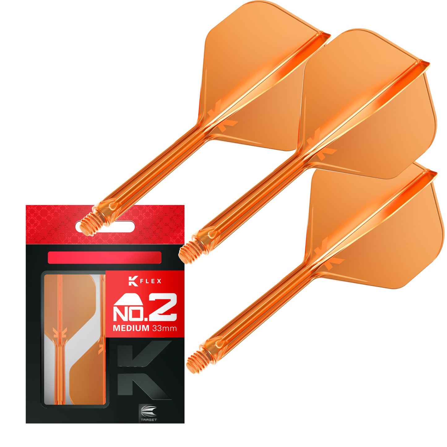 Target Darts K Flex Integrated Dart Flights And Shafts, No.2 | Pack Of 3 K-Flex - No2, Kflex All In One Moulded Dart Flight & Stem Lengths: Short, Intermediate & Medium | Professional Dart Accessories