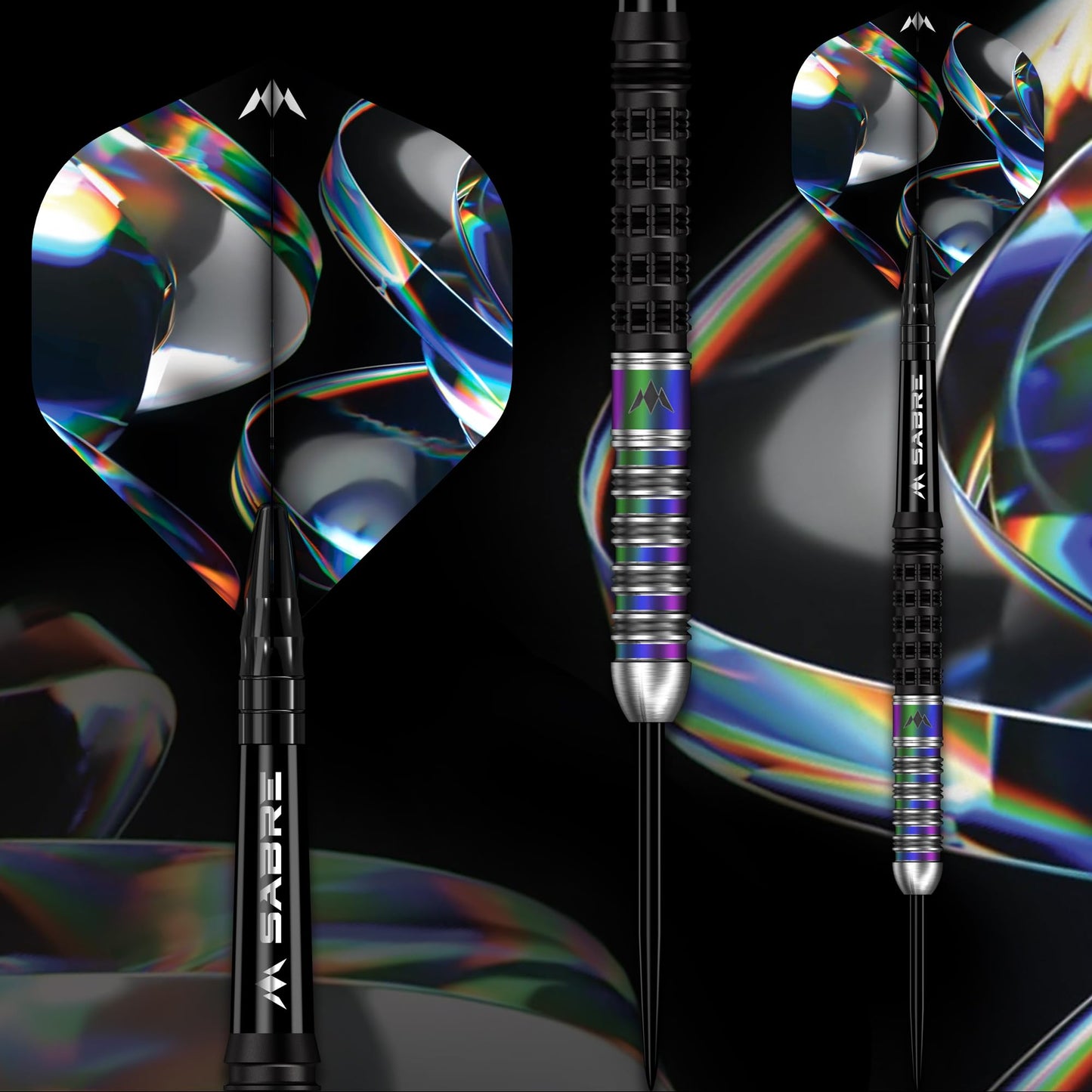 Mission | Iridian Darts | Steel Tip Darts Set | 90% Tungsten Barrel | Black & Coral PVD | Includes Dart Flights and Stems | Available in Multiple Weights.