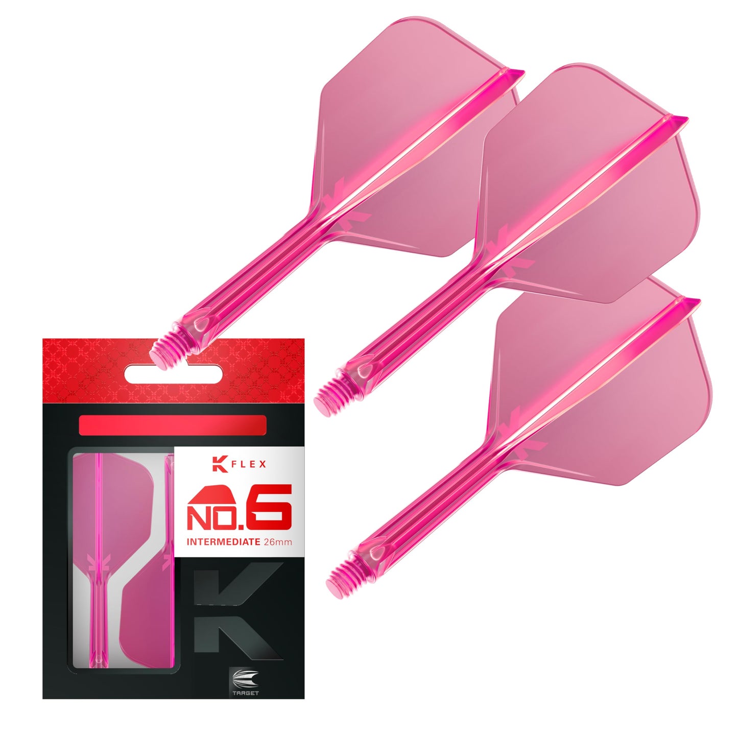 Target Darts K Flex Integrated Dart Flights And Shafts, No.6 | Pack Of 3 K-Flex - No6, Kflex All In One Moulded Dart Flight & Stem Lengths: Short, Intermediate & Medium | Professional Dart Accessories