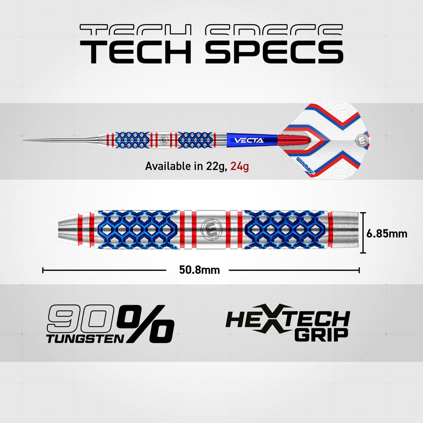 WINMAU Darts Epix Series 90% Professional Tungsten Darts Set with Dart Flights and Dart Shafts (Stems) - Available weights 18g Soft Tip 22g and 24g Steel Tip