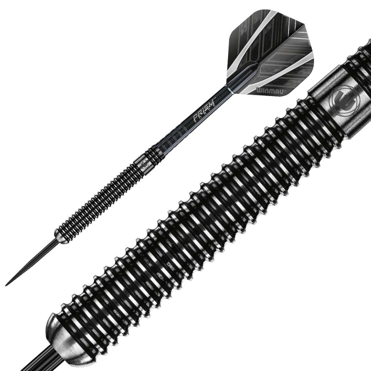 WINMAU Blackout Professional Steel Tip Tungsten Darts with Flights and Stems (Waves)
