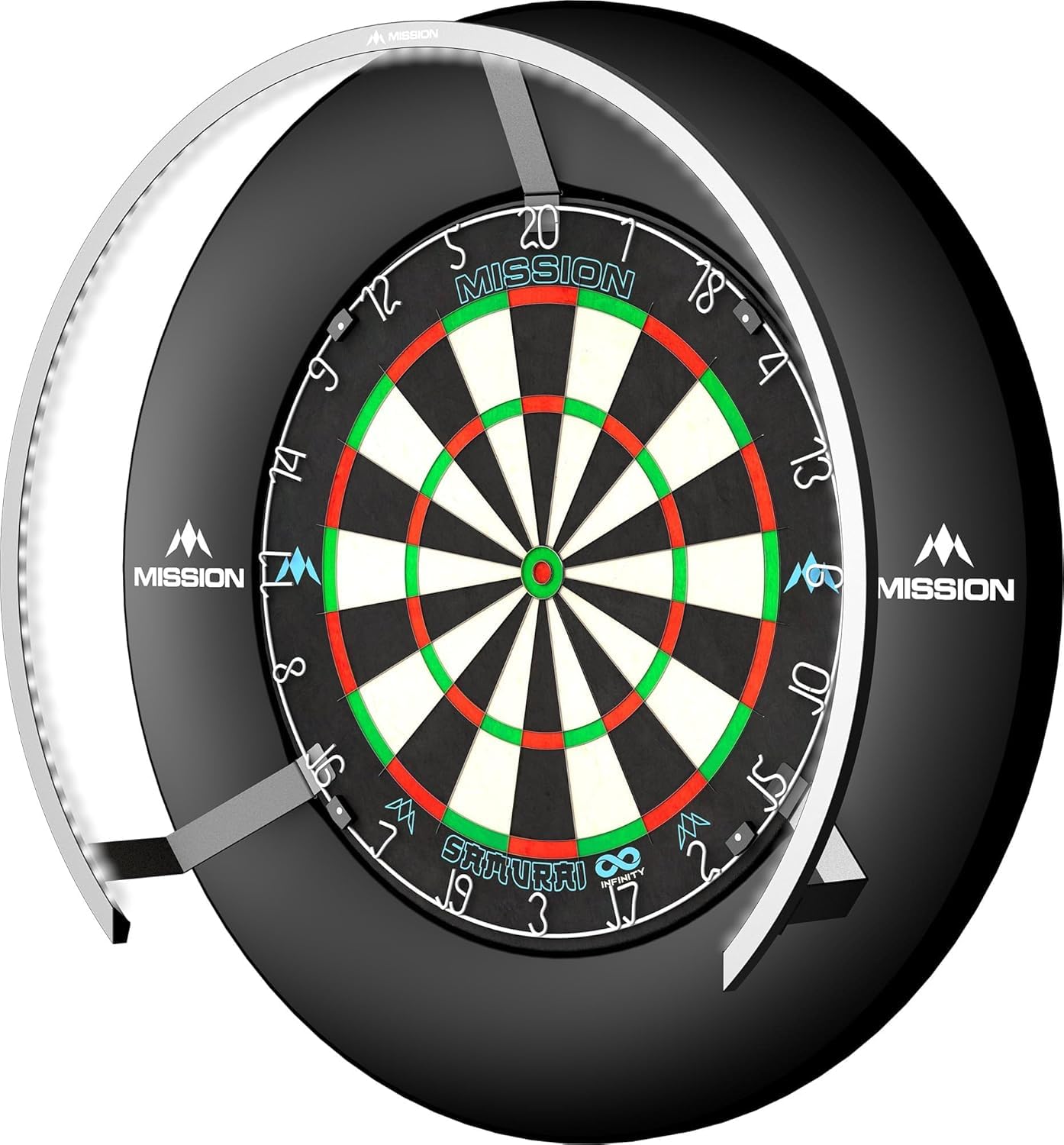 Mission Darts Torus 270 | Dart Board LED Lighting System with Easy Access to Dartboard Area for Unrestricted Play, Sand Blasted Black, Red, Blue, Green, Purple, Bronze and Silver Colours