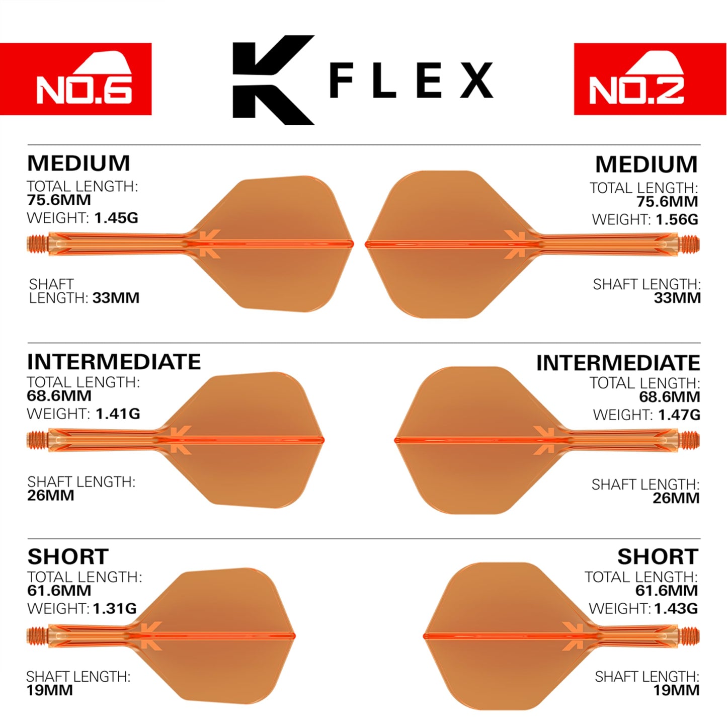 Target Darts K Flex Integrated Dart Flights And Shafts, No.2 | Pack Of 3 K-Flex - No2, Kflex All In One Moulded Dart Flight & Stem Lengths: Short, Intermediate & Medium | Professional Dart Accessories