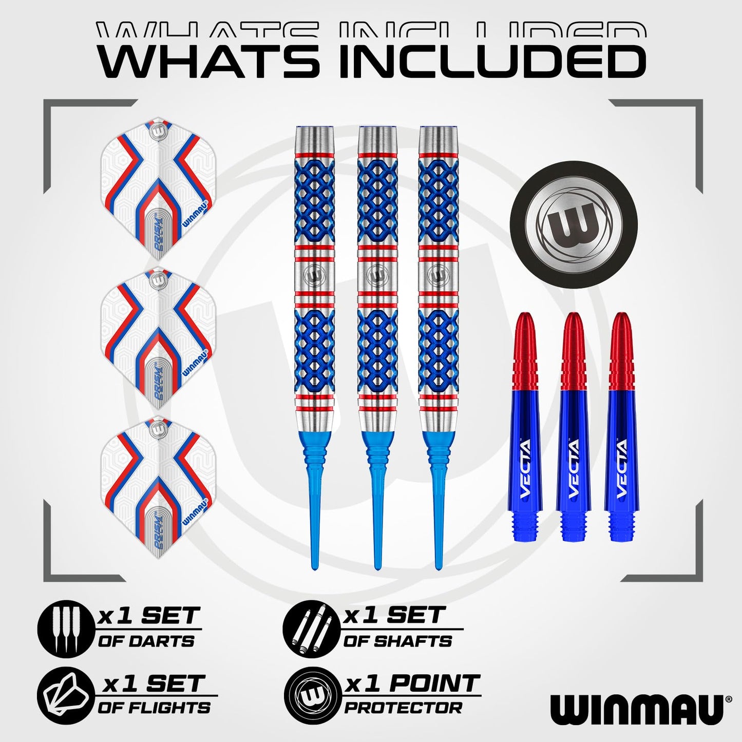 WINMAU Darts Epix Series 90% Professional Tungsten Darts Set with Dart Flights and Dart Shafts (Stems) - Available weights 18g Soft Tip 22g and 24g Steel Tip