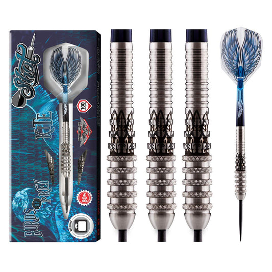 Shot! Darts Birds of Prey Kite Steel Tip Dart Set-Front Weighted 80% Tungsten Barrels 21gm