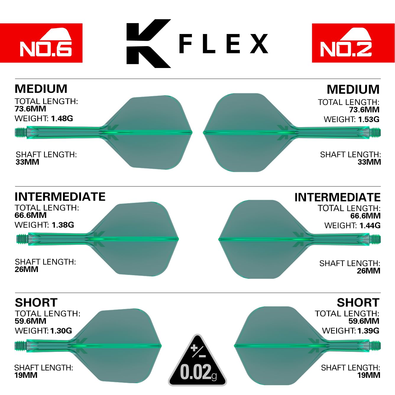 Target Darts K Flex Integrated Dart Flights And Shafts, No.2 | Pack Of 3 K-Flex - No2, Kflex All In One Moulded Dart Flight & Stem Lengths: Short, Intermediate & Medium | Professional Dart Accessories