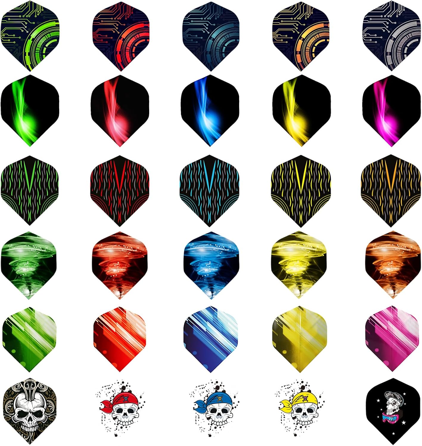 WLHGH Dart Flights, 6 Styles 30 Sets 90 Pieces PET Standard Accessories for Darts, Perfect Equipment for Soft/Steel Tip Darts Games (6 Styles 30 Sets 90 Pieces)