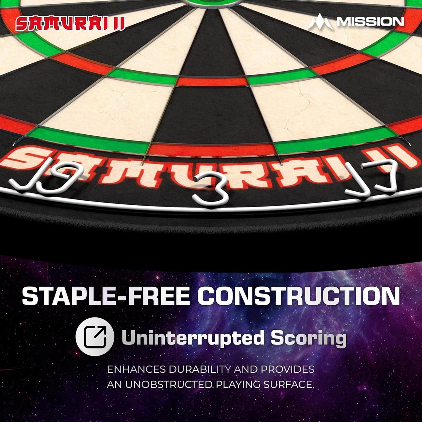 Mission Darts DB023 Samurai II | Professional Competition Standard Dartboard with Ultra Thin Wire Construction and Non Fade Colours