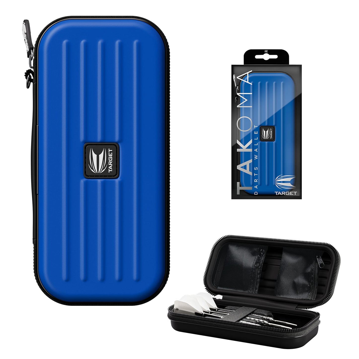 TARGET Darts Takoma Dart Case Wallet, Regular Size, Blue | Store 3 Fully Assembled Darts & Accessories | Dart Holder with Zip Lock Pouches, Store Flights, Shafts & Swiss Points