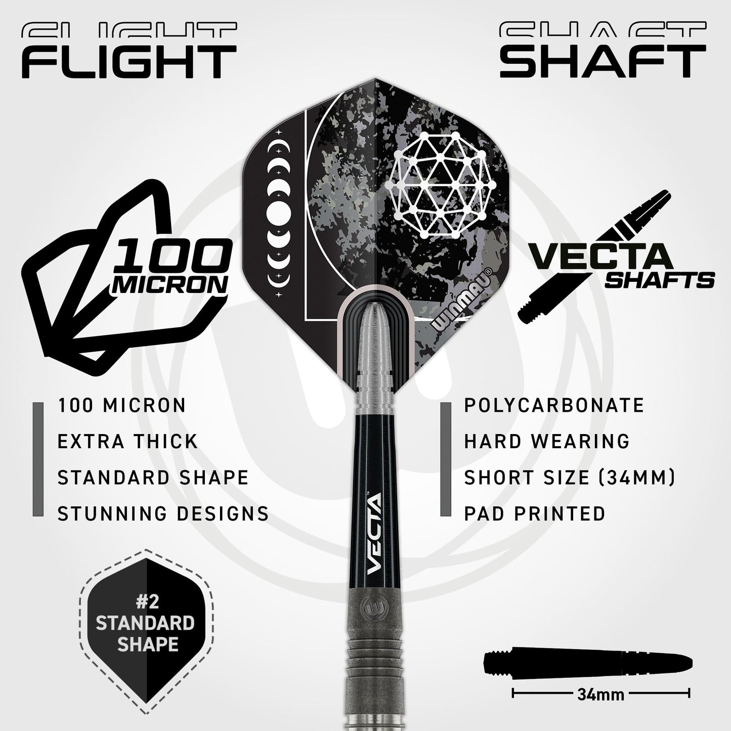 WINMAU Darts Callisto Series 90% Professional Tungsten Steel Tip Darts Set with Dart Flights and Dart Shafts (Stems) - Available in Three Styles - 22g, 23g, 24g, 25g & 26g Dart