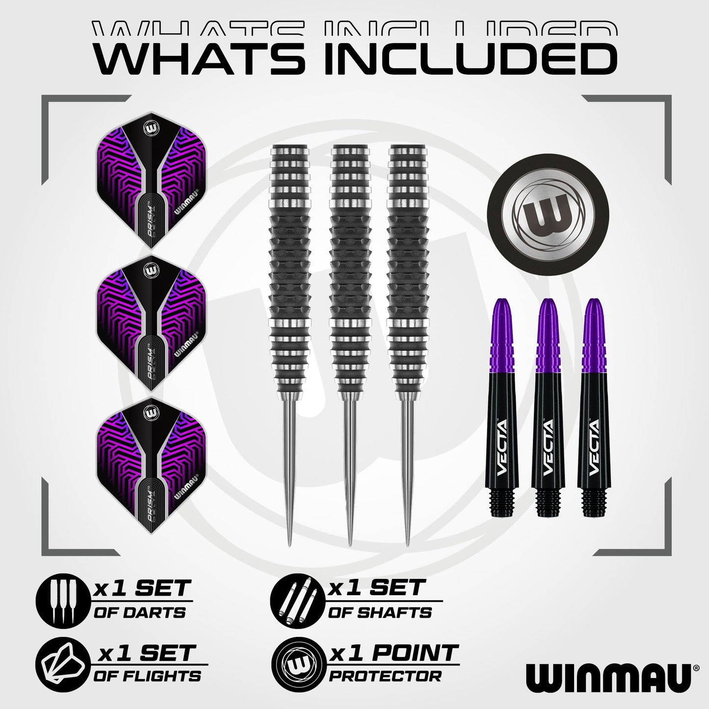 WINMAU Darts Kairos Series 90% Professional Tungsten Steel Tip Darts Set with Dart Flights and Dart Shafts (Stems) - Available in Two Styles - Available weights 21g, 23g 24g and 26g
