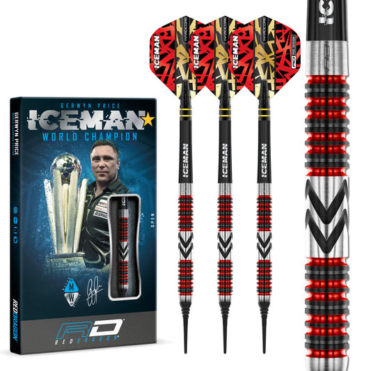 RED DRAGON Gerwyn Price Iceman Firebird Premium Tungsten Darts Set with Flights and Stems