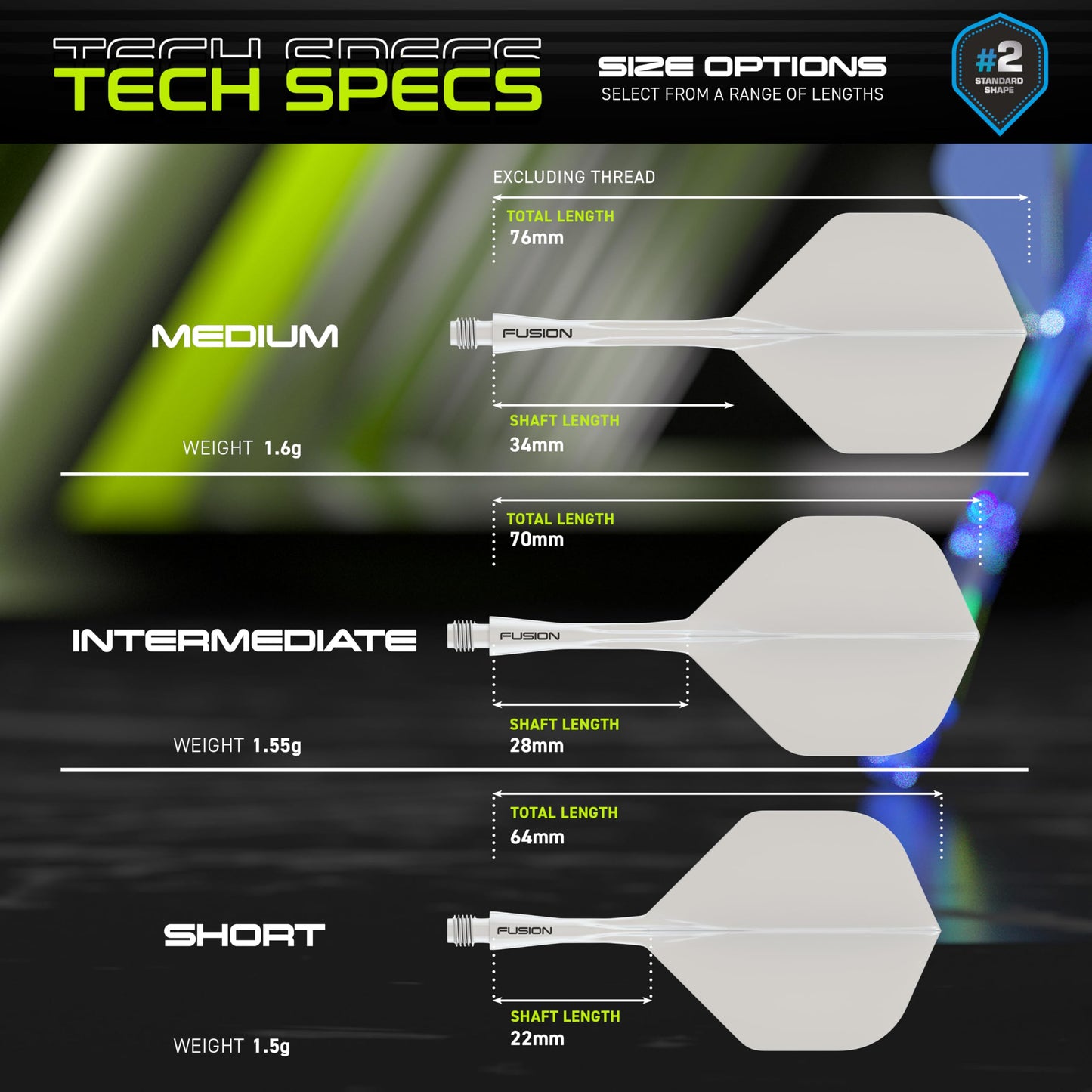 WINMAU Fusion Intergrated Dart Flight and Shaft System - 1 set per pack (3 flights and shafts in total)