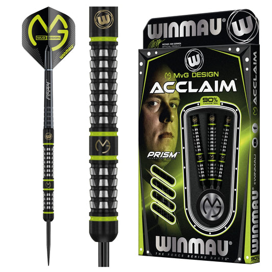 WINMAU MvG Acclaim Tungsten Steel Tip Darts 25g Set with Flights and Shafts
