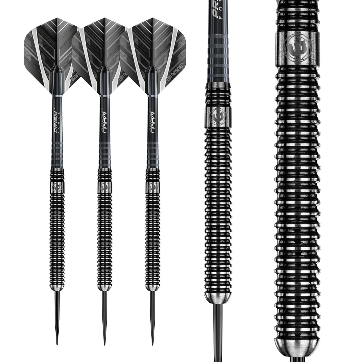 WINMAU Blackout Professional Steel Tip Tungsten Darts with Flights and Stems (Waves)