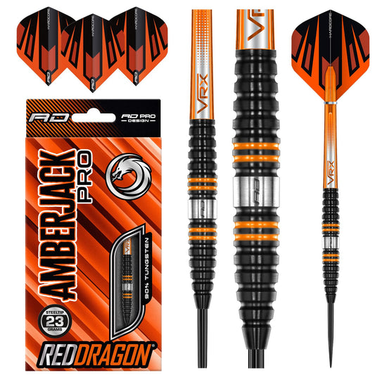 RED DRAGON Amberjack Pro Series Premium Tungsten Darts Set with Flights and Stems