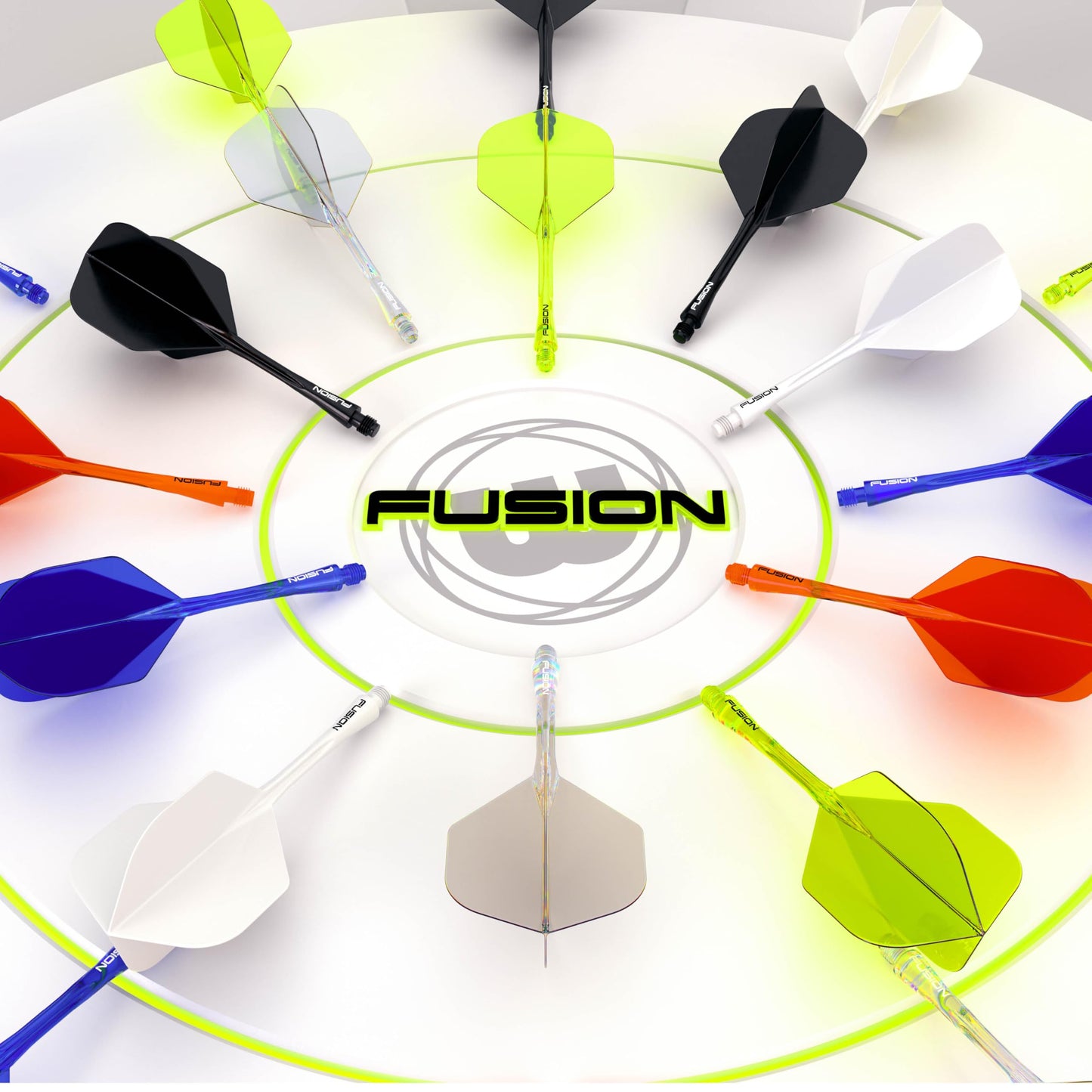 WINMAU Fusion Intergrated Dart Flight and Shaft System - 1 set per pack (3 flights and shafts in total)