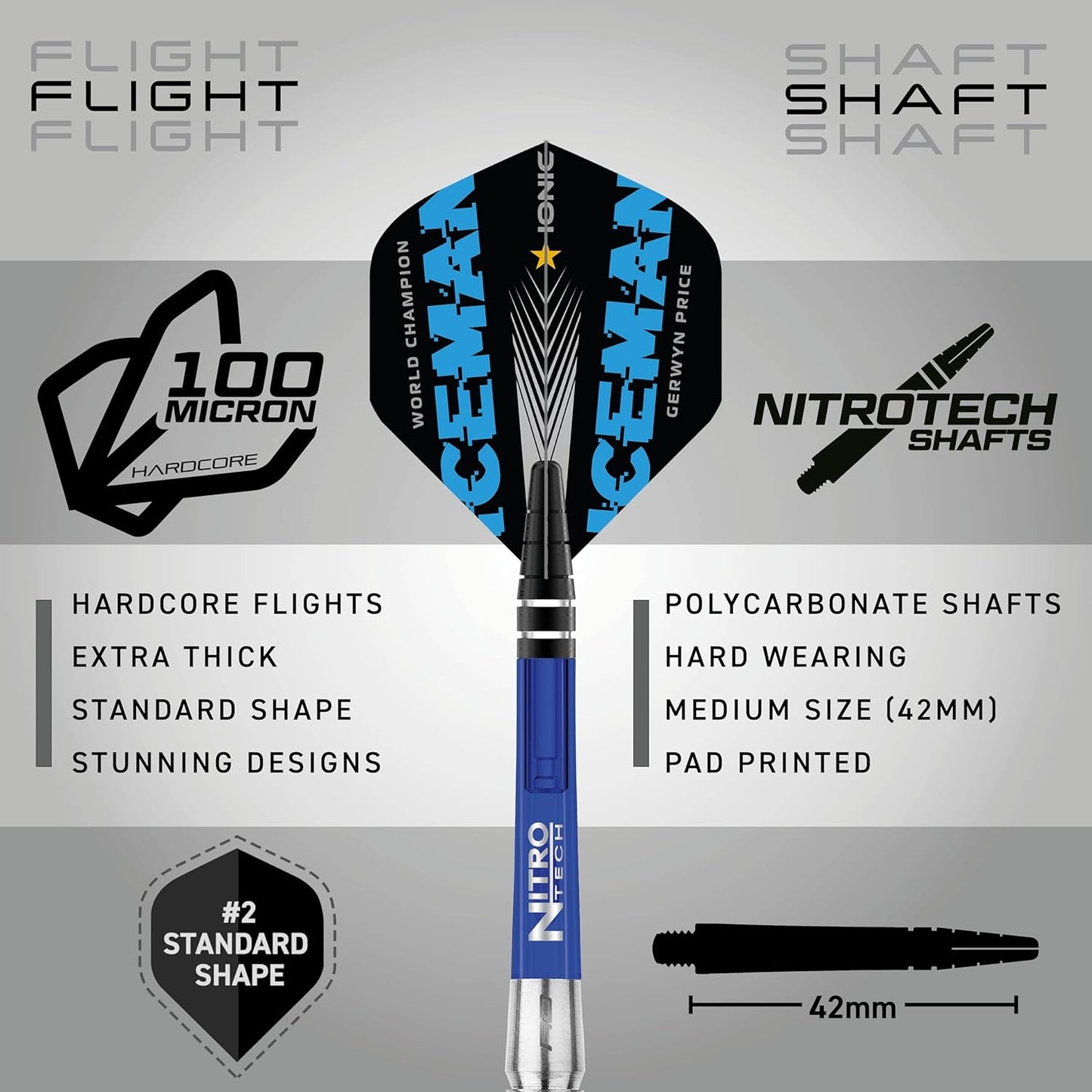 Gerwyn Price Iceman Element 24g Tungsten Darts Set with Flights and Stems