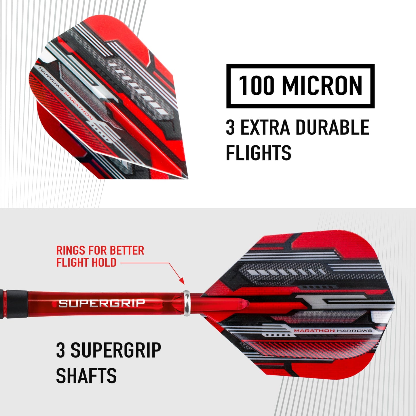 Harrows Ace Rubber Brass Steel Tip Darts Set 20g, 22g, 24g & 26g - Includes Supergrip Shafts, Micron Marathon Flights & Travel Case - 10pc Set