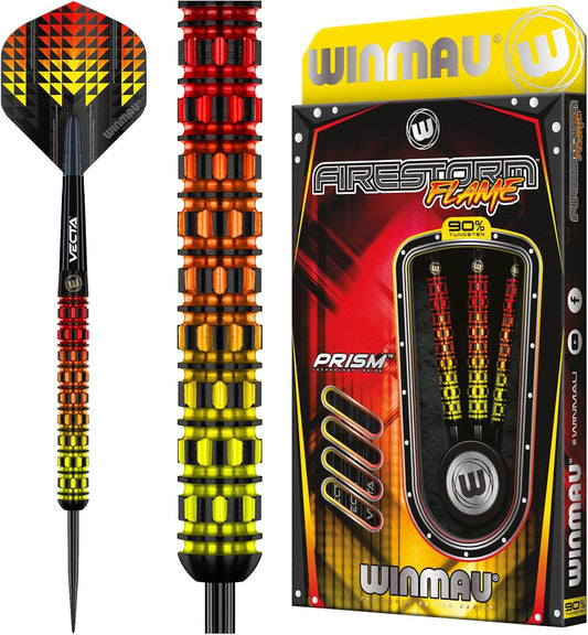 WINMAU Firestorm Flame 24 Gram Professional Tungsten Darts Set with Flights and Stems (Shafts)