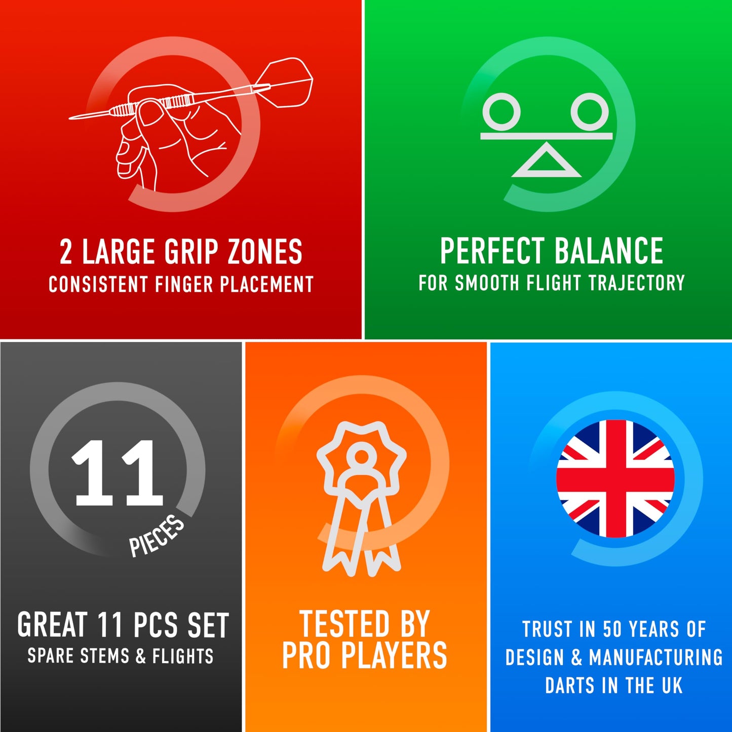 Harrows Pulse 90% Tungsten Steel Tip Darts Set 21g, 22g, 23g, 24g & 25g - Includes Recessed Curve Grip, Aqua Supergrip Fusion Shafts, Prime Flights & Travel Case