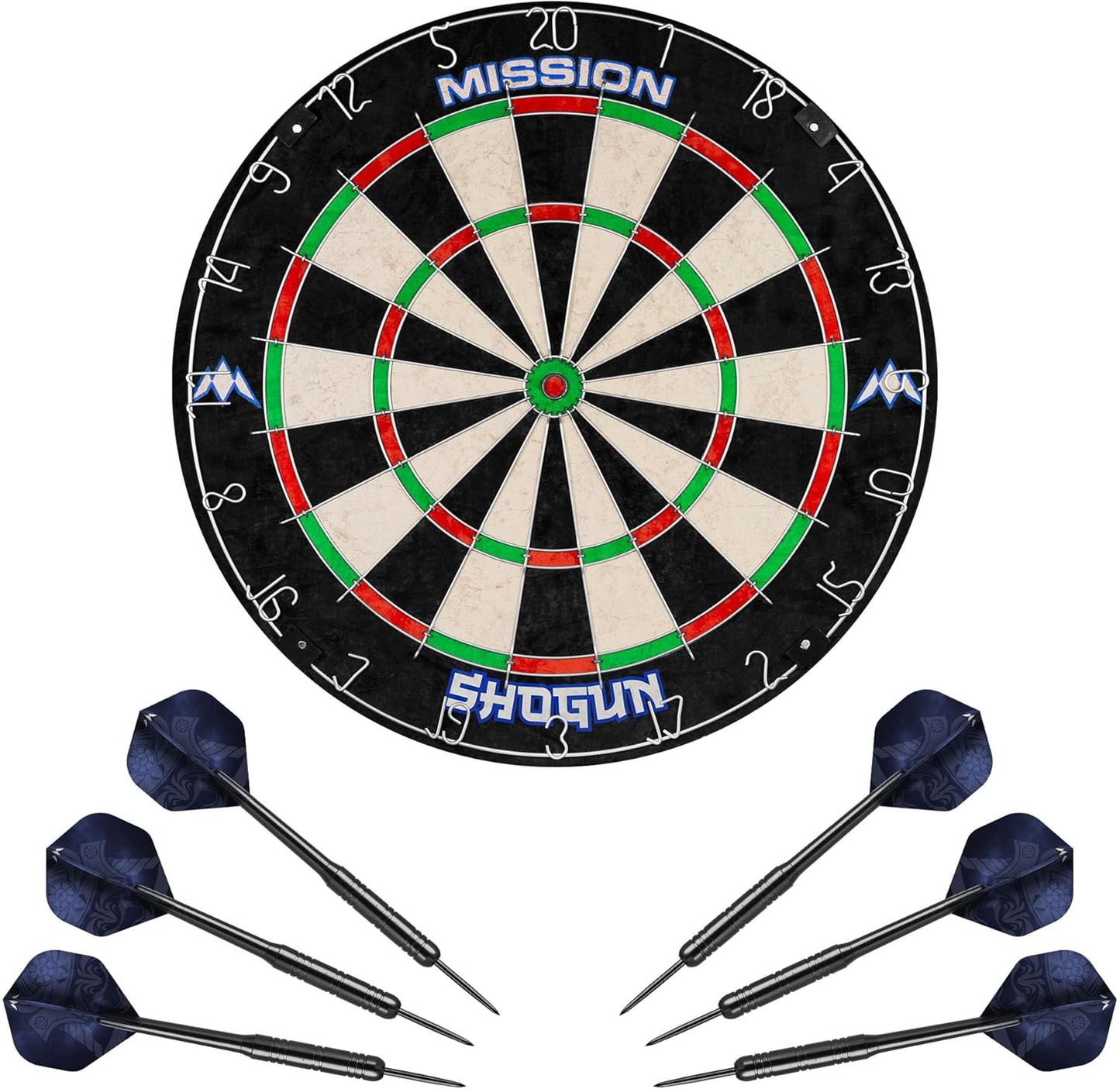 Mission Darts Shogun Dart Board Set | Endurance Round Wire Sisal Dartboard Set Including 2 sets of Steel Tip Darts