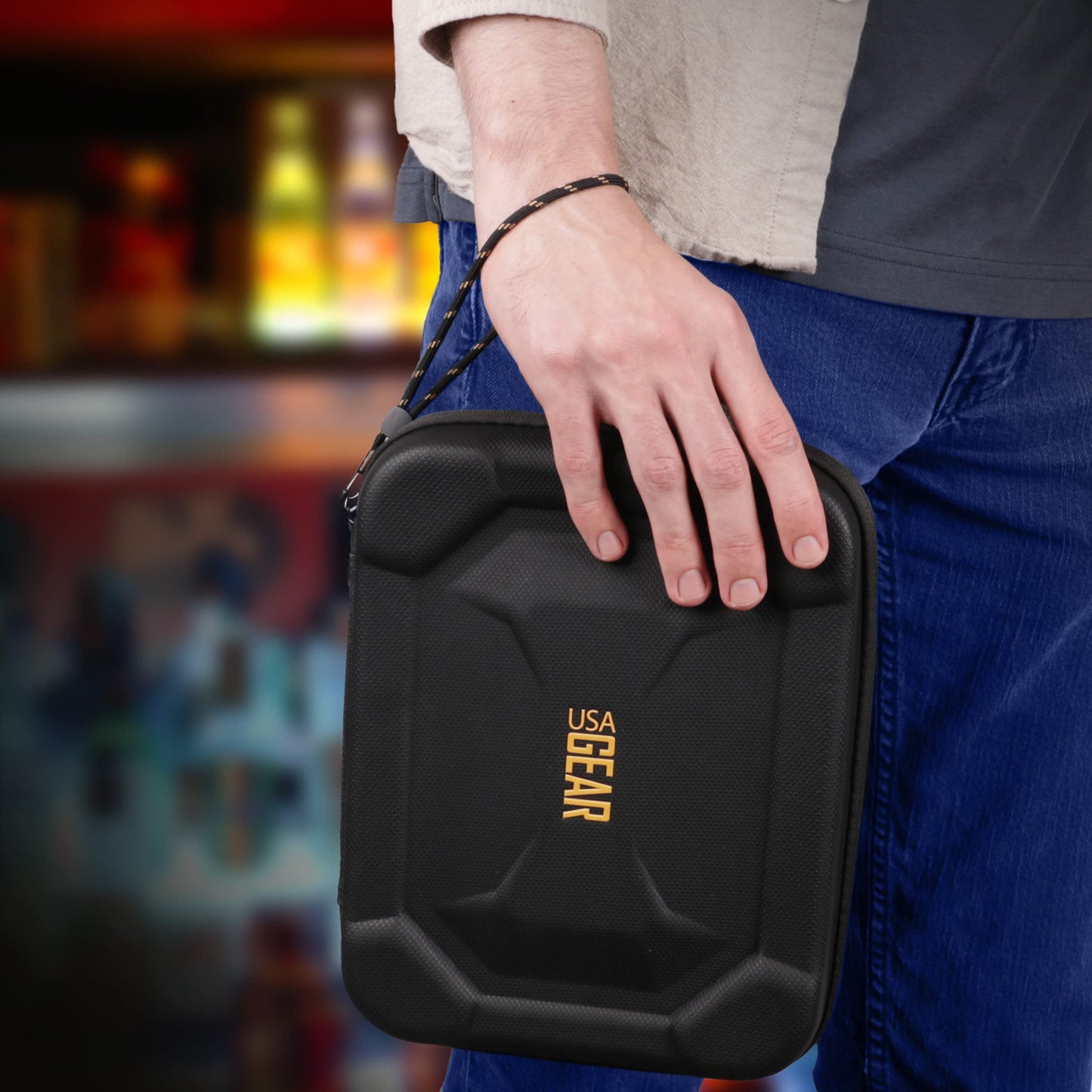 USA Gear XL Semi Hard Shell Dart Case - Storage Protective Case for 15 Piece Dart Set, Tips, Flights and Shafts, and More Accessories - Locking Foam Design for Soft and Steel Tips - Black