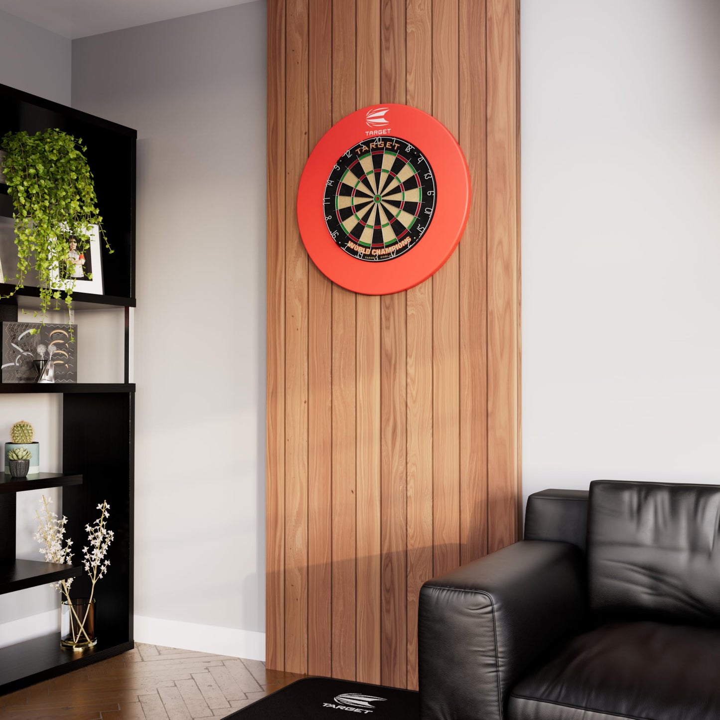 Target Darts World Championship Dartboard Set Bundle | Arc Dart Boards Light System, Full Length Darts Oche Mat, Dart Board Surround (Black or Red Option) | 5 Bundle Options