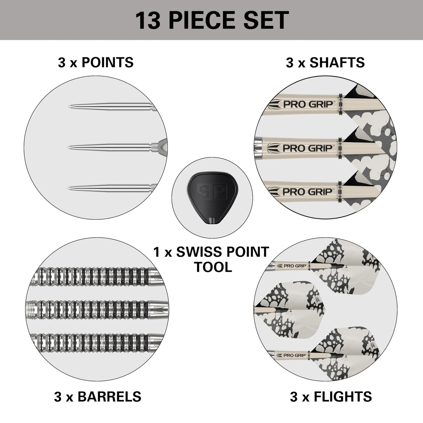 TARGET Darts EXO Edition 90% Tungsten Steel Tip Darts Set – Steel Point Dart Sets, Swiss Point Darts with Pro Grip Shafts and No.6 Flights, SP Tool Included | Professional Dart Sets