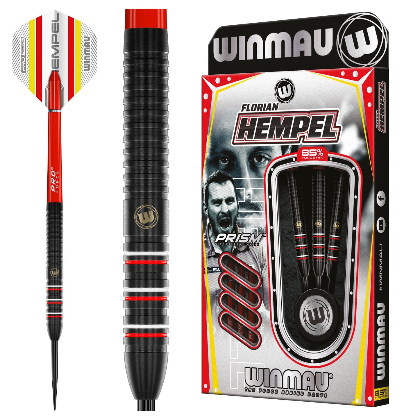 WINMAU Darts - 85% Pro Series Professional Dart Set with Dart Flights and Dart Shafts (Stems)