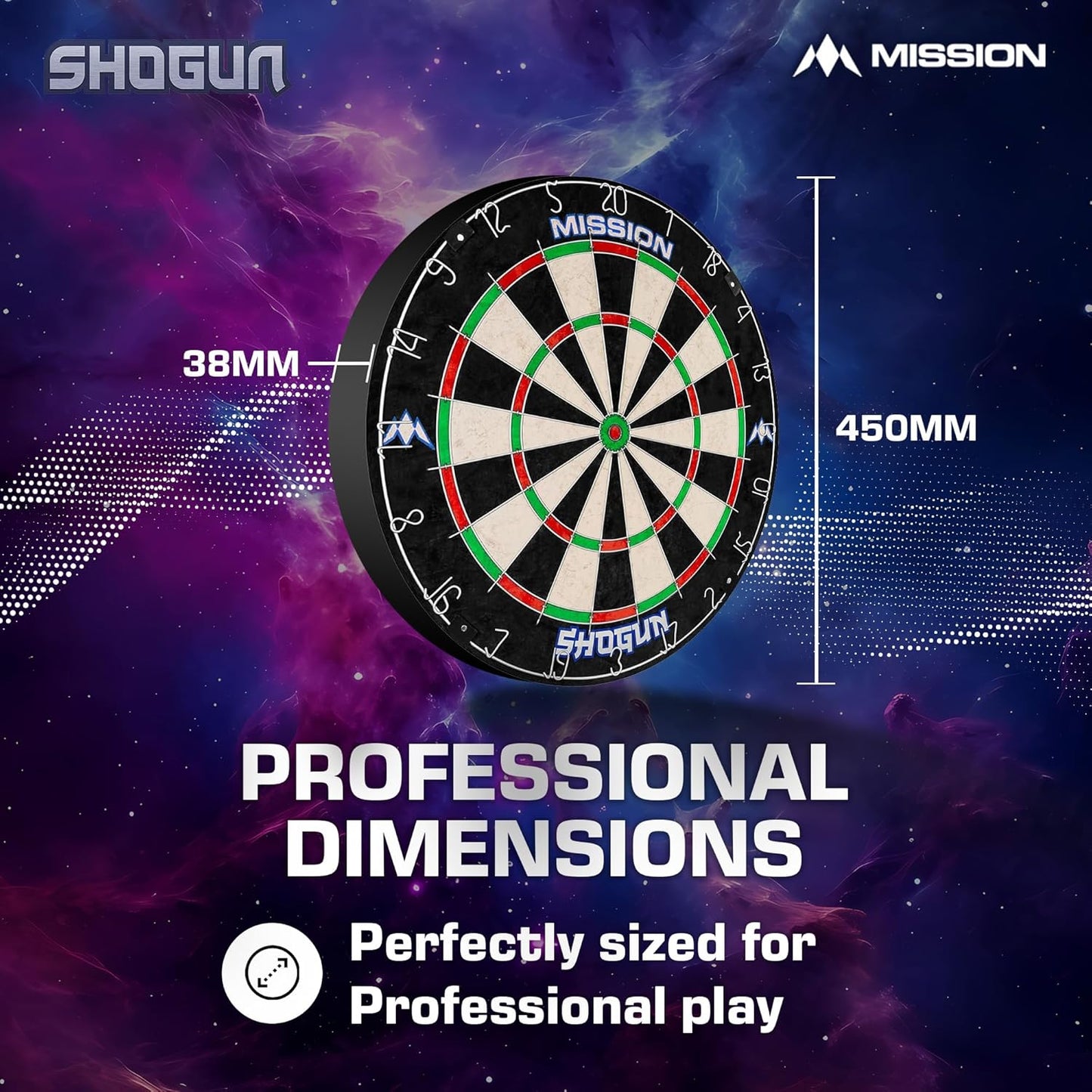 Mission Darts Shogun Dart Board Set | Endurance Round Wire Sisal Dartboard Set Including 2 sets of Steel Tip Darts