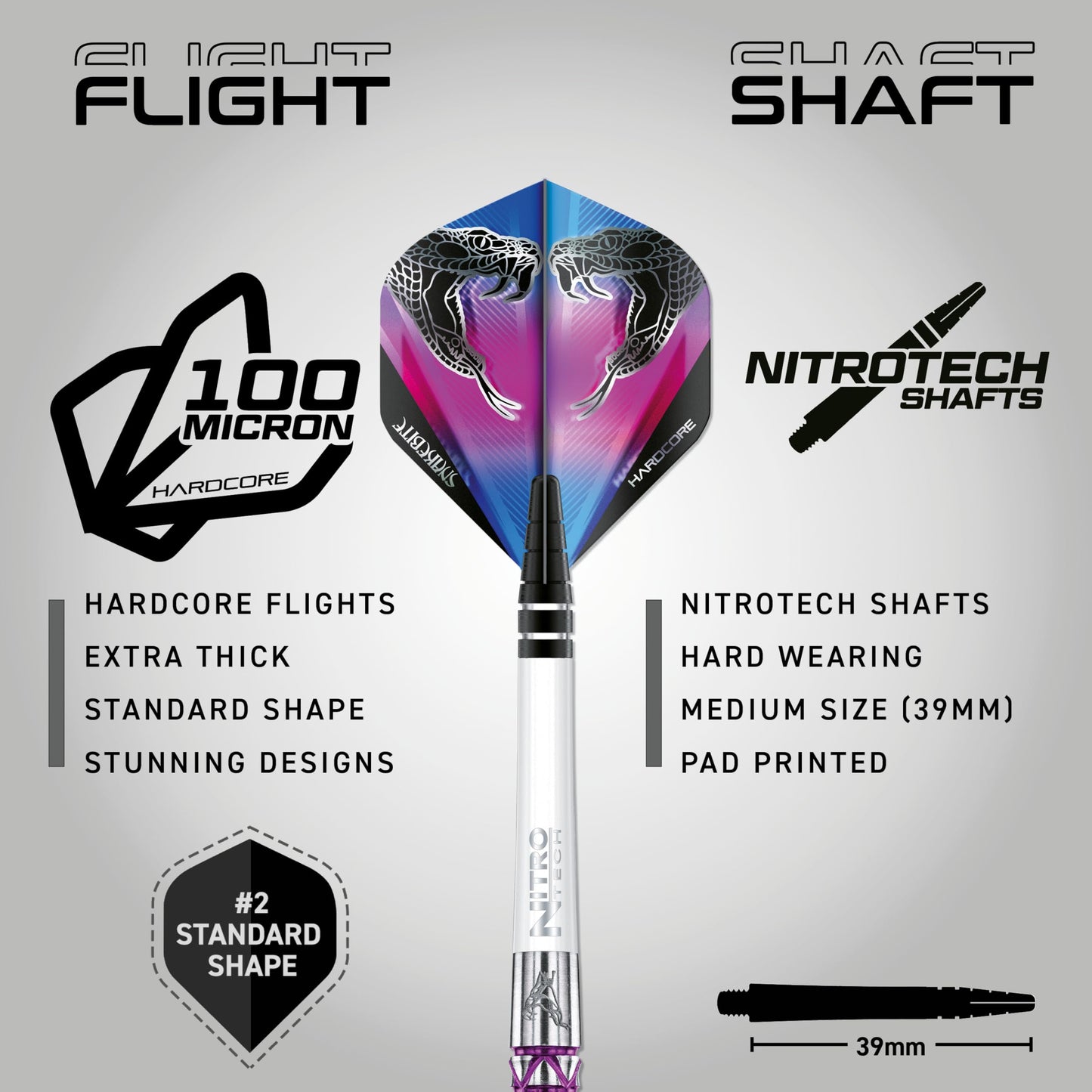 RED DRAGON Peter Wright Snakebite Vyper: 20g, 22g or 24g Tungsten Darts Set with Flights and Stems