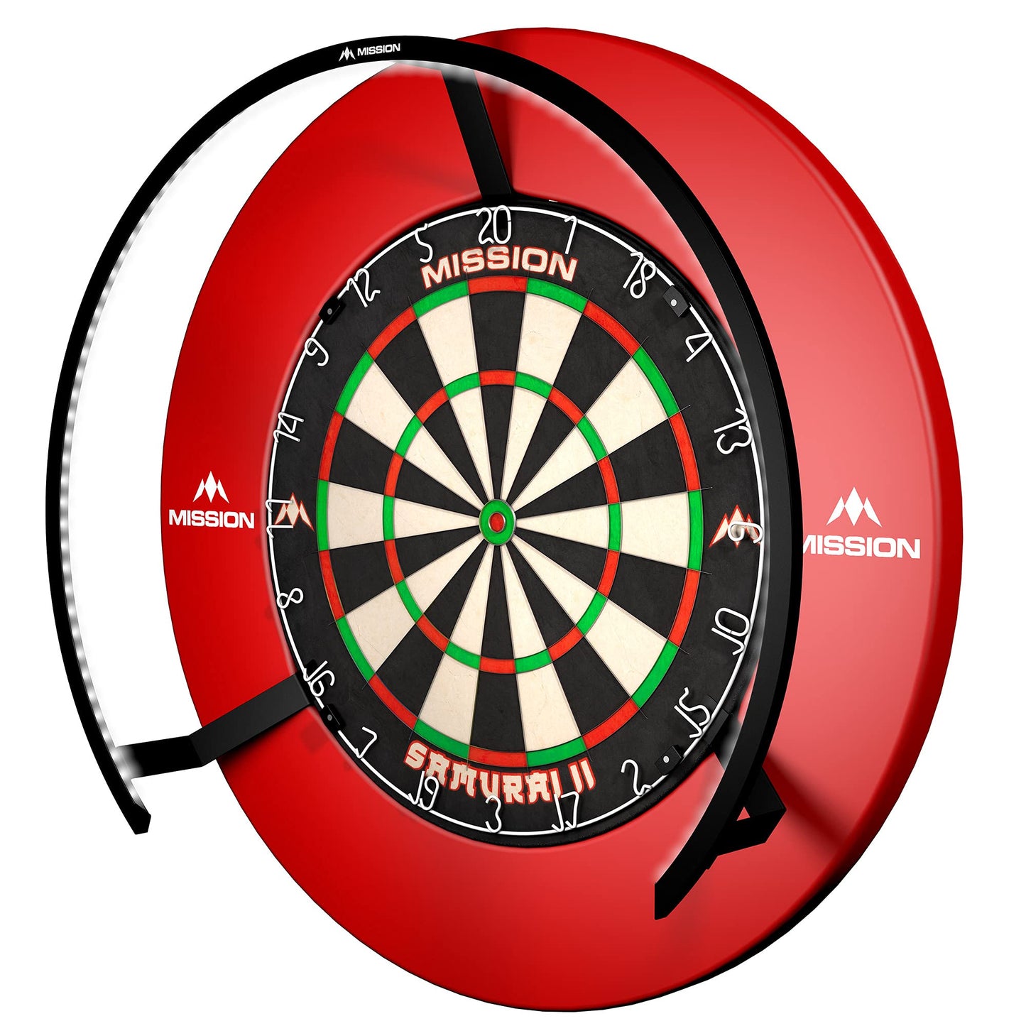 Mission Darts Torus 270 | Dart Board LED Lighting System with Easy Access to Dartboard Area for Unrestricted Play, Sand Blasted Black, Red, Blue, Green, Purple, Bronze and Silver Colours