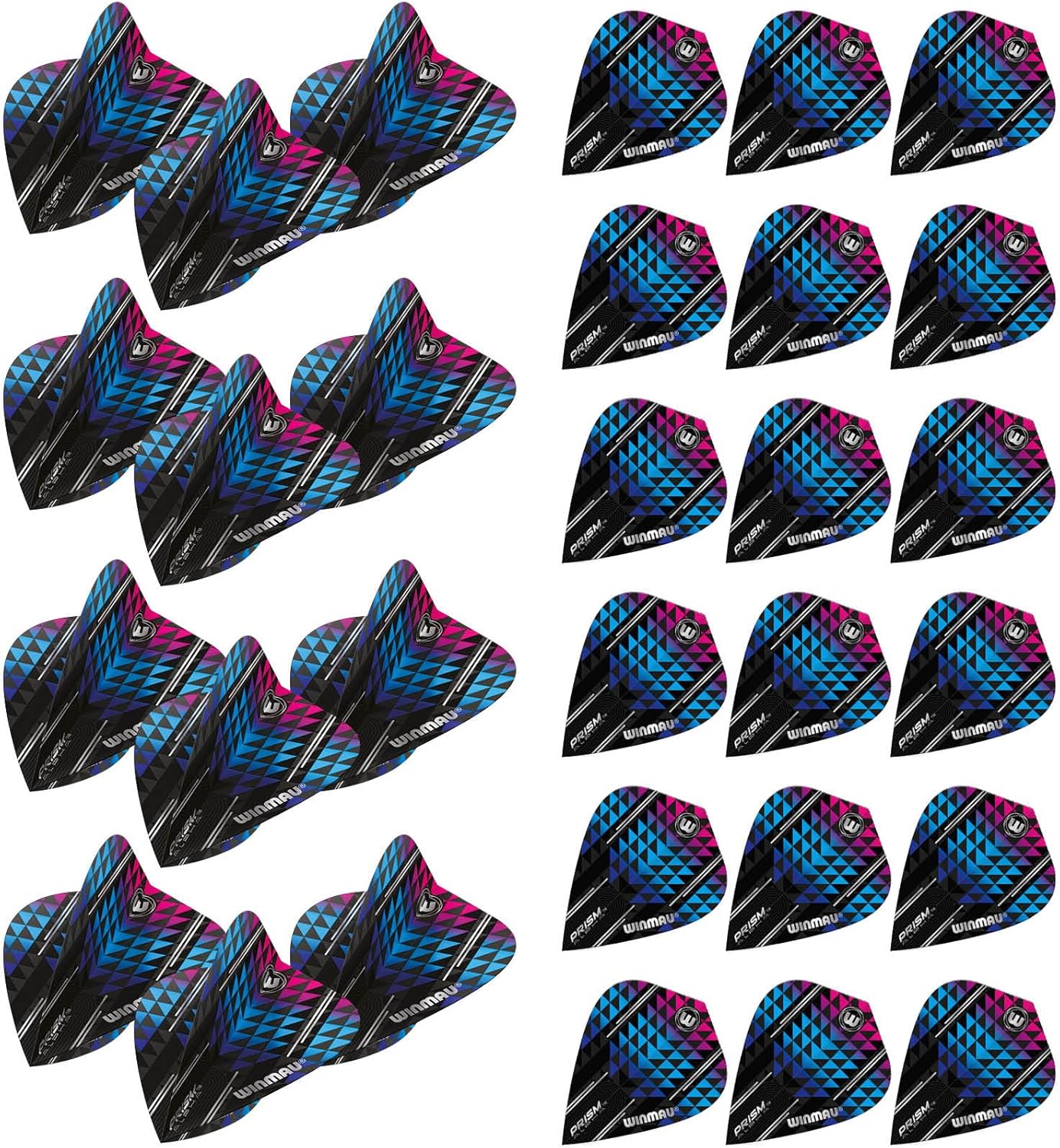 WINMAU Prism Alpha Black, Blue and Purple Kite Shape Dart Flights - 10 sets per pack (30 dart flights in total)