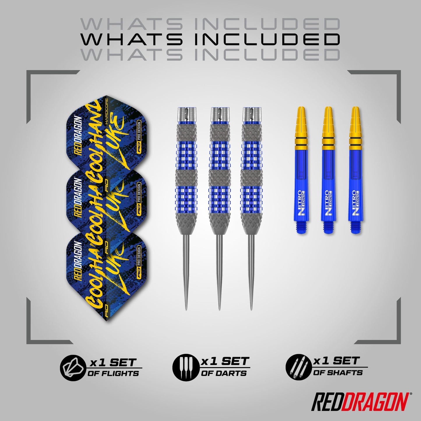 RED DRAGON Luke Humphries TX Series Premium Tungsten Darts Set with Flights and Stems