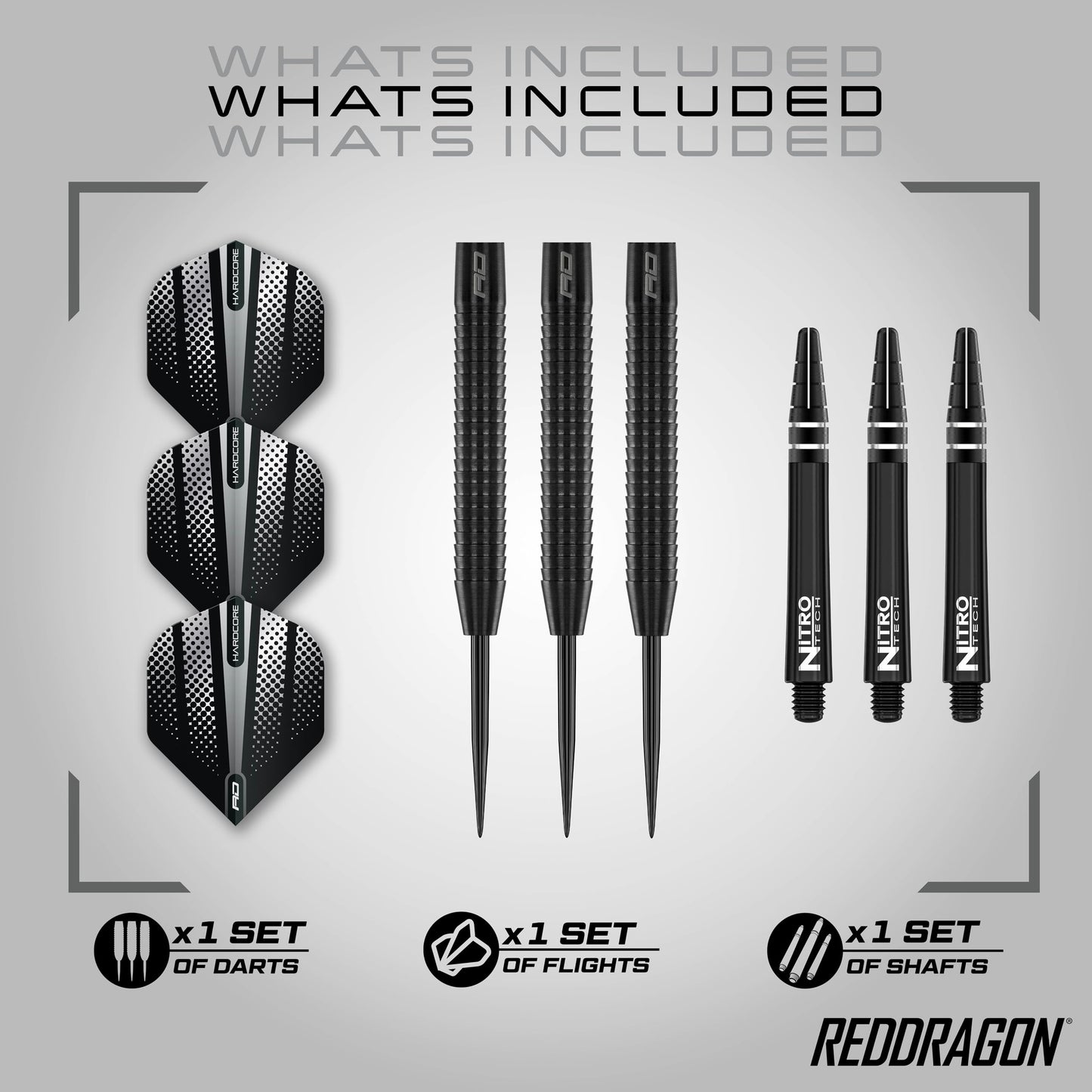 RED DRAGON Razor Edge Black - Tungsten professional steel tip darts set with Dart Flights and Dart Shafts - Available in 20g, 22g, 23g, 24g, 26g, 28g