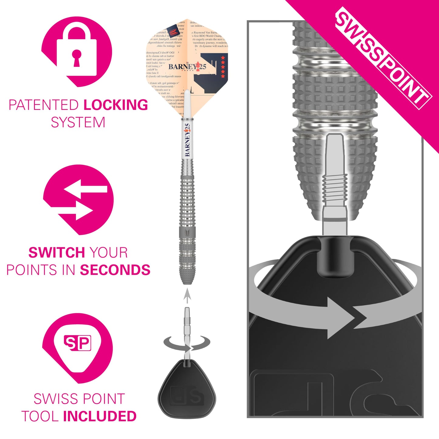 TARGET Darts Raymond van Barneveld RVB 25 Year Edition 95% Tungsten Swiss Point Steel Tip Darts Set