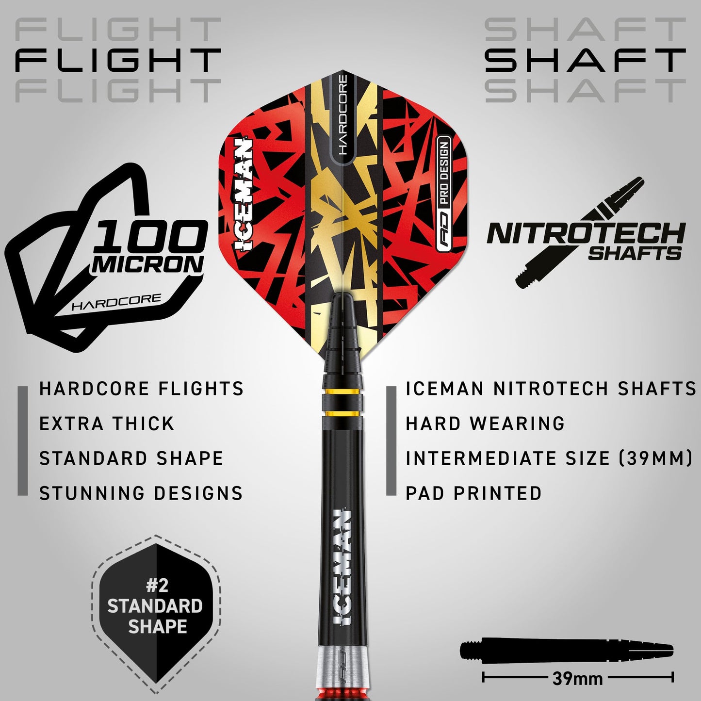 RED DRAGON Gerwyn Price Iceman Firebird Premium Tungsten Darts Set with Flights and Stems