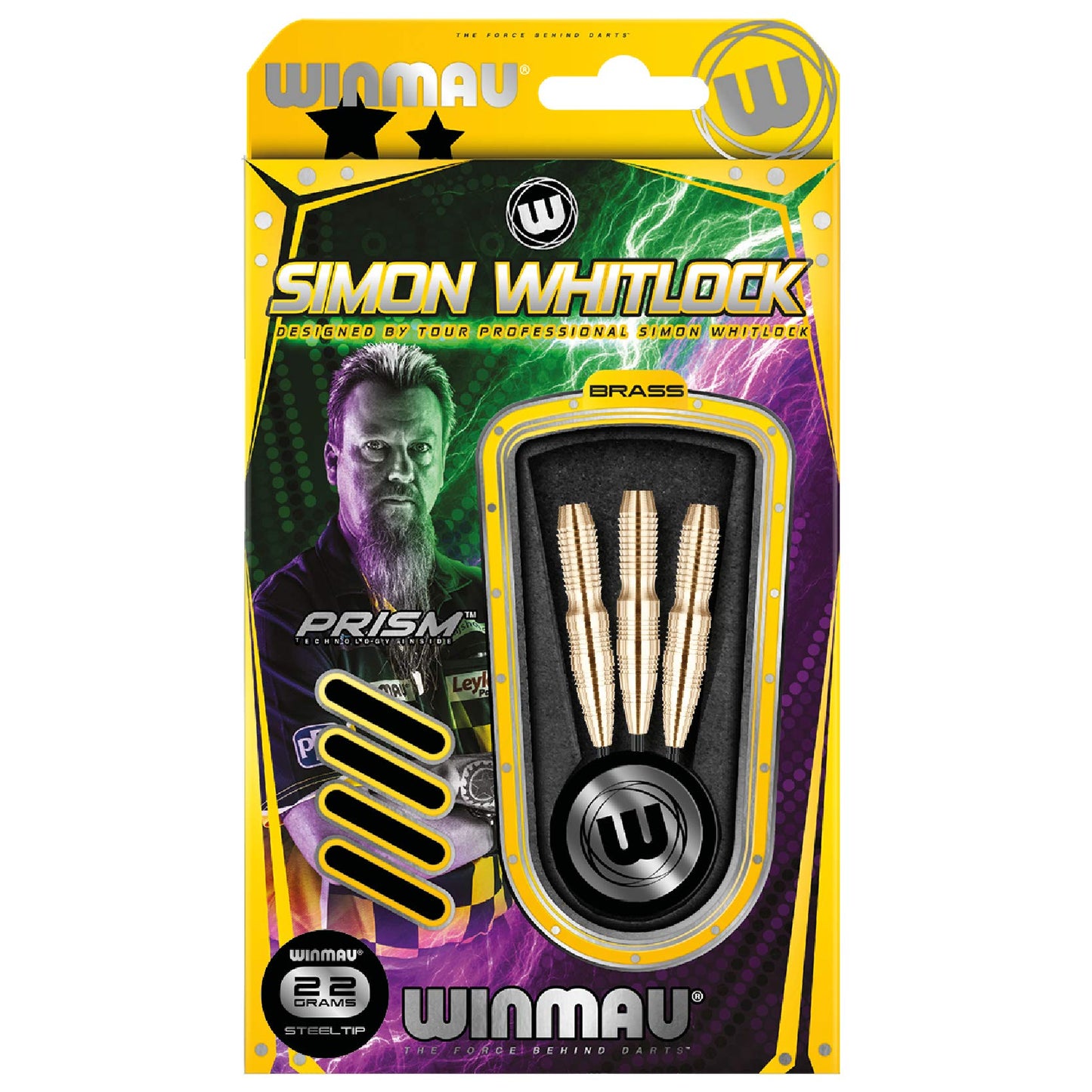 WINMAU Brass Simon Whitlock Alloy Steel Tip Darts Set 22g Or 24g