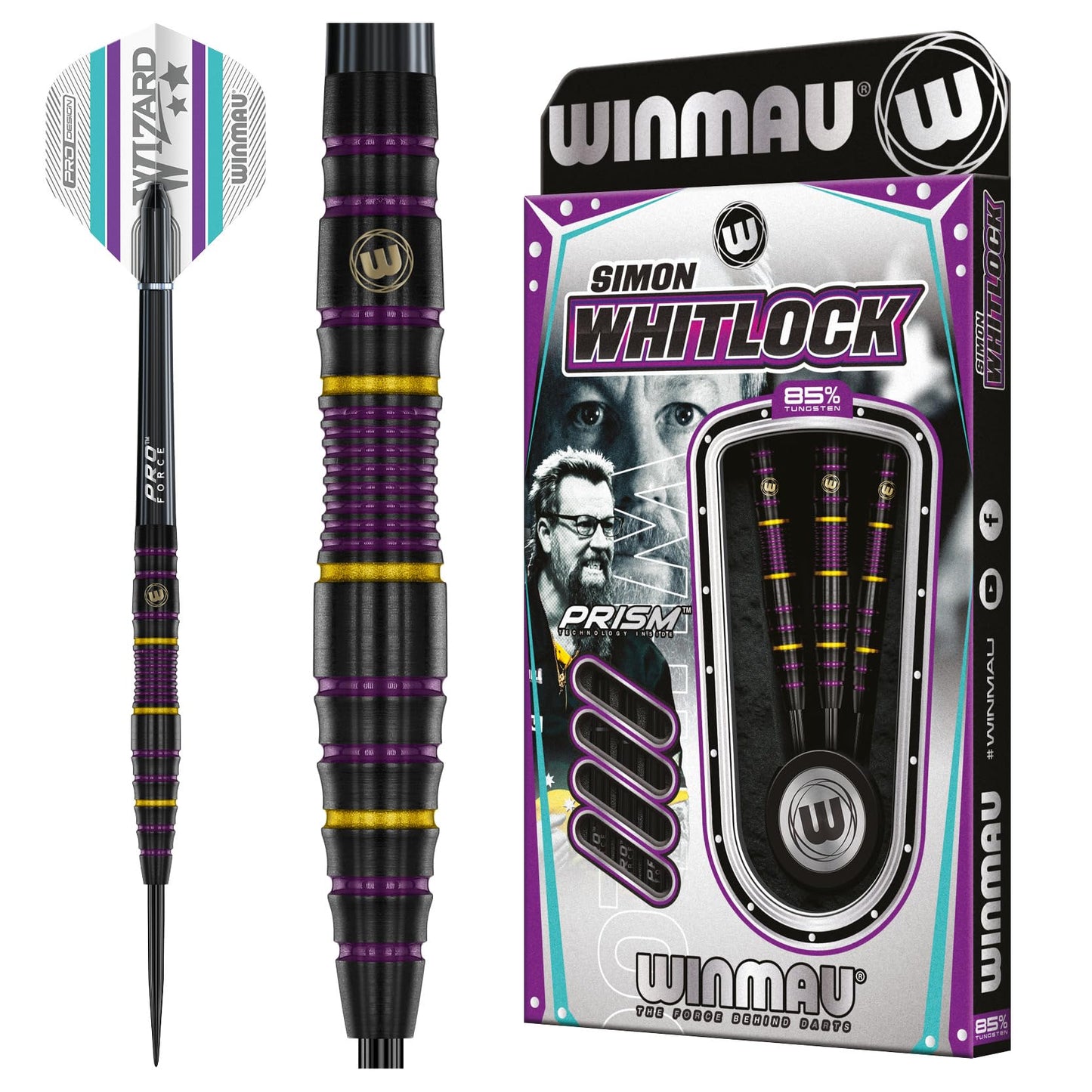 WINMAU Darts - 85% Pro Series Professional Dart Set with Dart Flights and Dart Shafts (Stems)