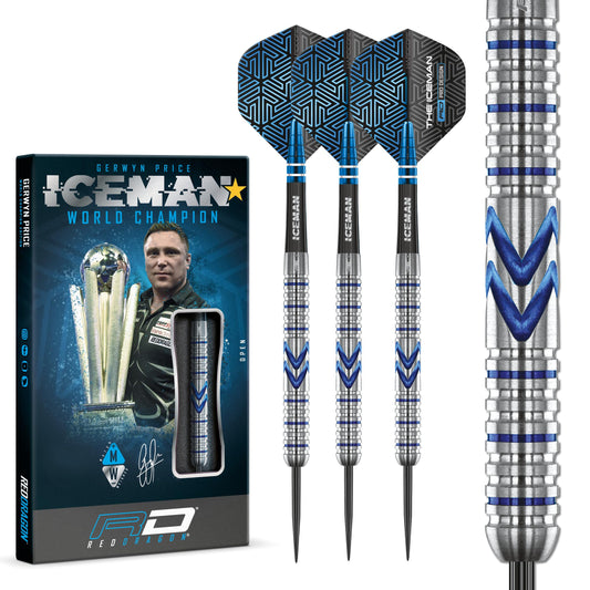 RED DRAGON Gerwyn Price Iceman Midnight Edition Premium Tungsten Darts Set with Flights and Stems