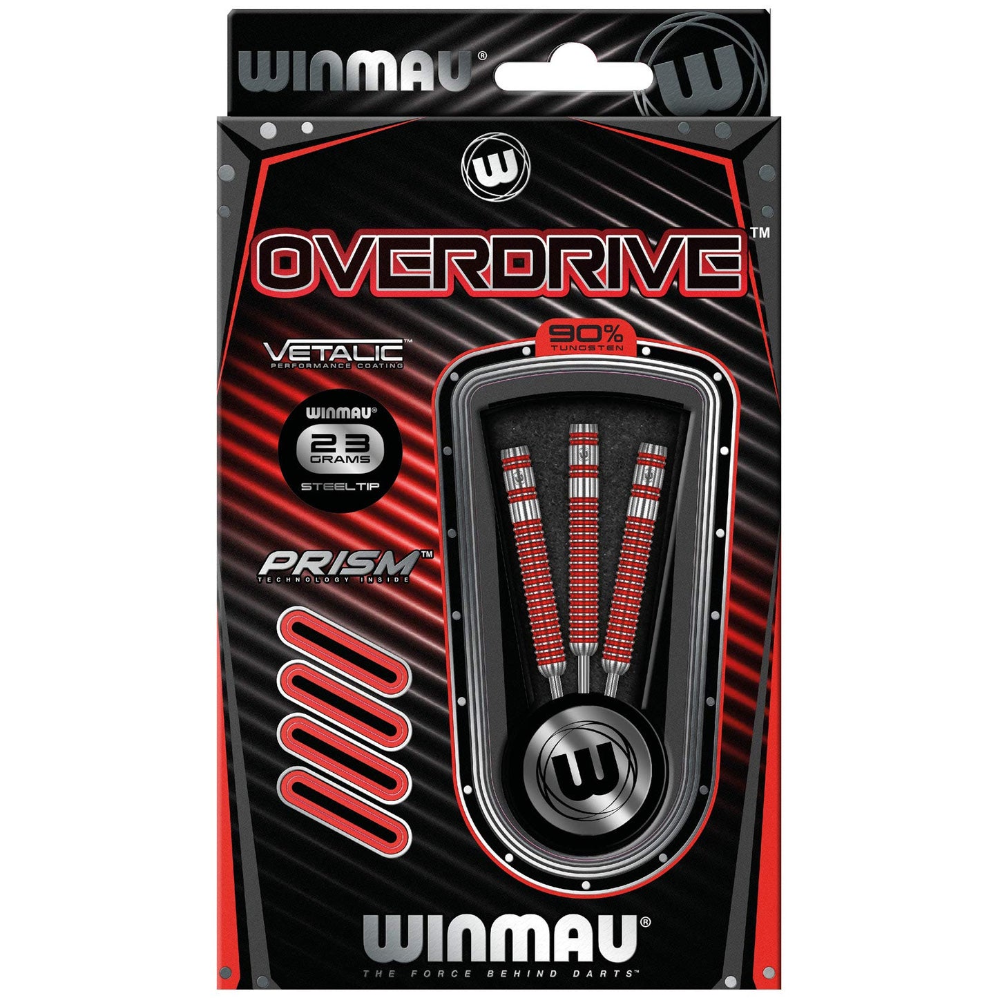 WINMAU Overdrive Tungsten Steeltip Darts Set with Prism Flights and Shafts (Stems)